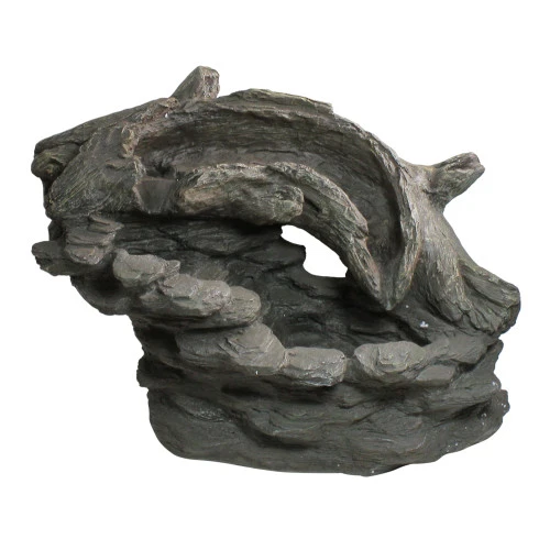 Northlight 27" Faux Wood And Rock Outdoor Garden Water Fountain