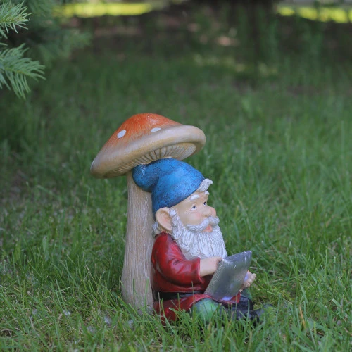 Northlight 10" High Tech Gnome With Tablet Solar Powered LED Lighted Outdoor Garden Statue - Image 3