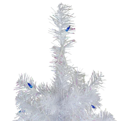 Northlight 3' Pre-Lit White Pine Slim Artificial Christmas Tree - Blue Lights - Image 3