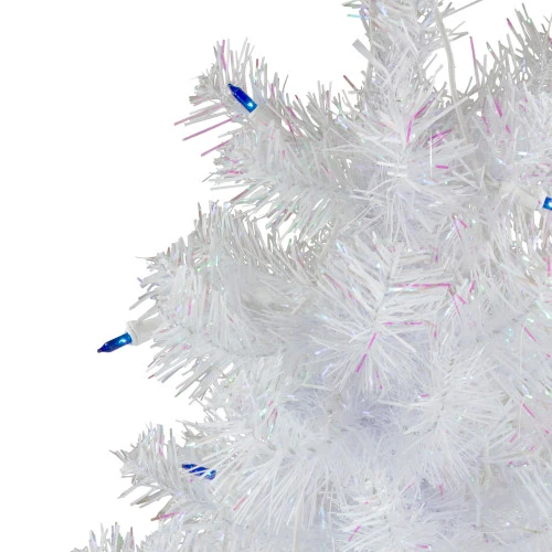 Northlight 3' Pre-Lit White Pine Slim Artificial Christmas Tree - Blue Lights - Image 4