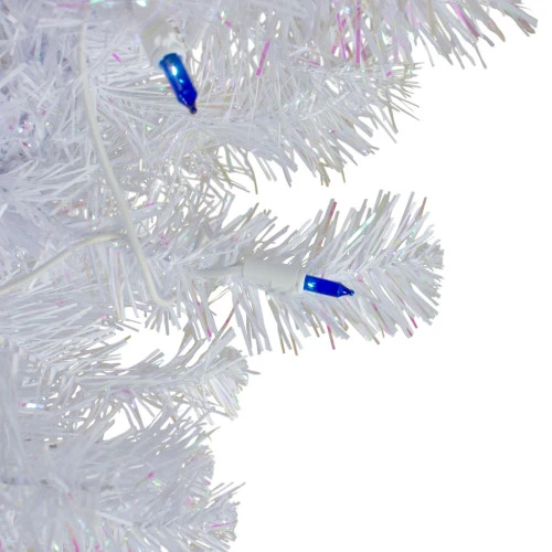 Northlight 3' Pre-Lit White Pine Slim Artificial Christmas Tree - Blue Lights - Image 2