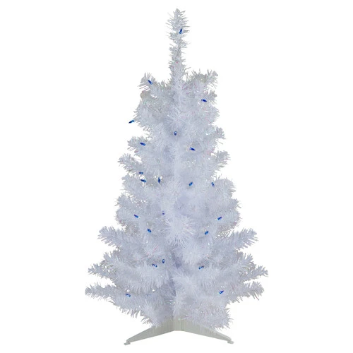 Northlight 3' Pre-Lit White Pine Slim Artificial Christmas Tree - Blue Lights