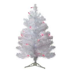 Northlight 2' Pre-Lit White Pine Slim Artificial Christmas Tree - Pink Lights