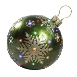 Northlight 18" LED Lighted Green Jeweled Commercial Grade Christmas Ball Ornament With Snowflake