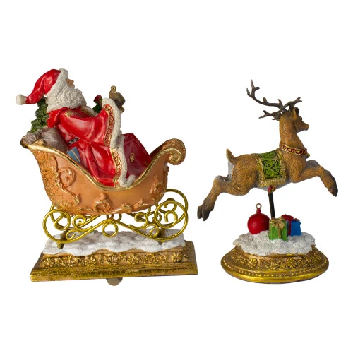Northlight Set Of 2 Gold Santa And Reindeer Glittered Christmas Stocking Holders 9.5” - Image 4