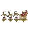Northlight Set Of 4 Santa And Reindeer Christmas Stocking Holders 9.5"