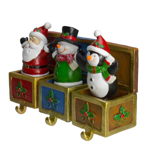 Northlight Set Of 3 Santa, Snowman And Penguin Jack In The Box Christmas Stocking Holders - Image 4