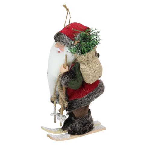Northlight 9" Brown And Red Skiing Santa Claus With Gift Bag Christmas Figurine - Image 4