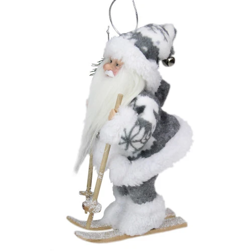 Northlight 9" White And Gray Skiing Santa Claus Christmas Figurine - 31422145 - Image 2