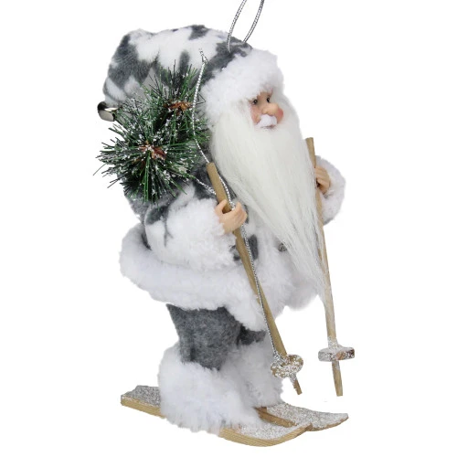 Northlight 9" White And Gray Skiing Santa Claus Christmas Figurine - 31422145 - Image 4