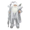 Northlight 24" Silver And White Santa Claus With Staff And Gift Bag Christmas Figure