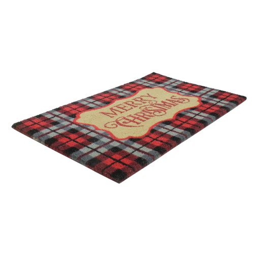 Northlight Red And Black Plaid "Merry Christmas" Rectangular Doormat 18" X 30" - Image 5