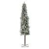 Northlight 7' Pre-Lit Green Pencil Flocked Alpine Artificial Christmas Tree - Clear Lights