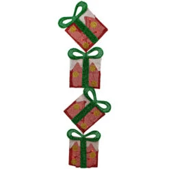 Northlight 44" Lighted Red Tinsel Stacked Gift Boxes Outdoor Christmas Decoration