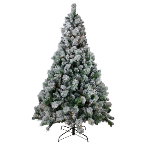 Northlight 6.5' Pre-Lit Full Flocked Somerset Spruce Artificial Christmas Tree - Clear Lights