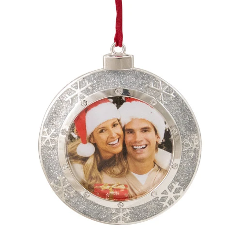 Northlight 3.25" Silver-Plated Photo Frame Christmas Ornament With European Crystals