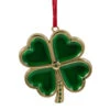 Northlight 3.25" Green And Brass-Plated Shamrock Christmas Ornament With European Crystals