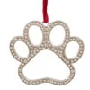 Northlight 2.5" Silver-Plated Paw Print Christmas Ornament With European Crystals