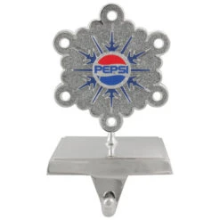 Northlight 6.5" Silver And Blue "PEPSI" Snowflake Christmas Stocking Holder