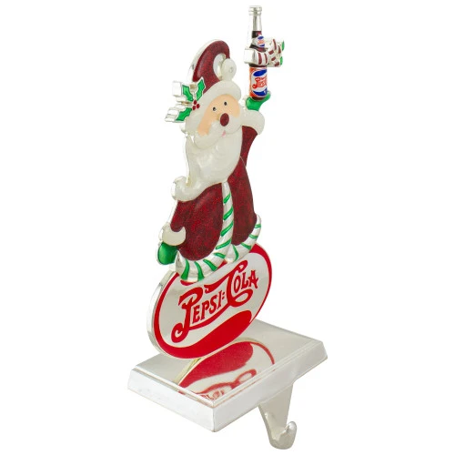 Northlight 9.75" Silver Plated Pepsi-Cola Santa Claus Christmas Stocking Holder - Image 4