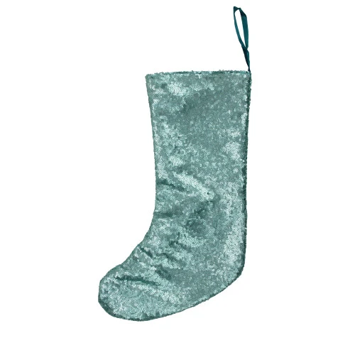 Northlight 17.5" Aqua Blue Sequins Hanging Christmas Stocking - Image 3