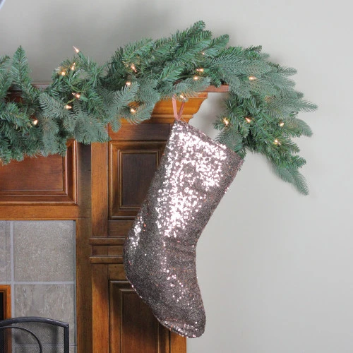 Northlight 17.5" Beige Paillette Sequins Hanging Christmas Stocking - Image 2