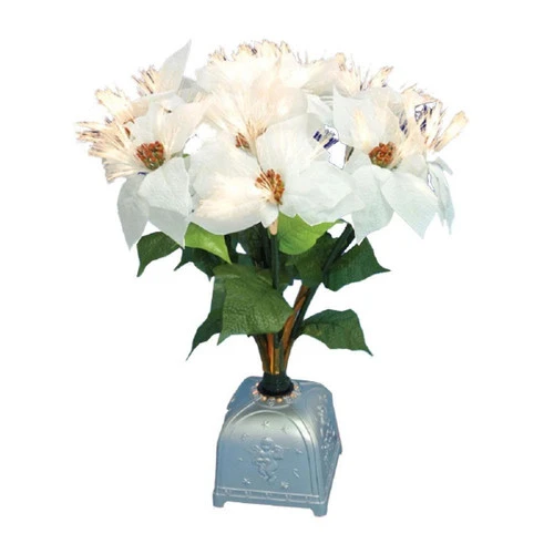 Northlight 20" Fiber Optic Lighted White Poinsettia Artificial Christmas Plant - Image 3