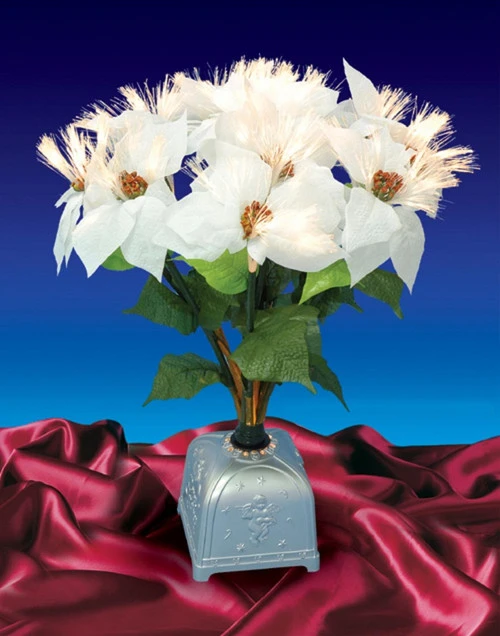 Northlight 20" Fiber Optic Lighted White Poinsettia Artificial Christmas Plant - Image 2