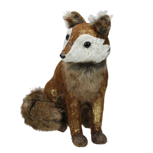Northlight 10.25" Plush Brown Sitting Fox Figure Animal Decoration - Image 2
