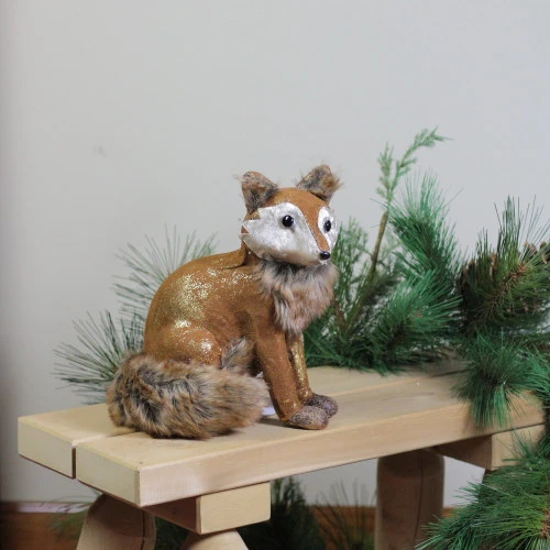 Northlight 10.25" Plush Brown Sitting Fox Figure Animal Decoration - Image 3