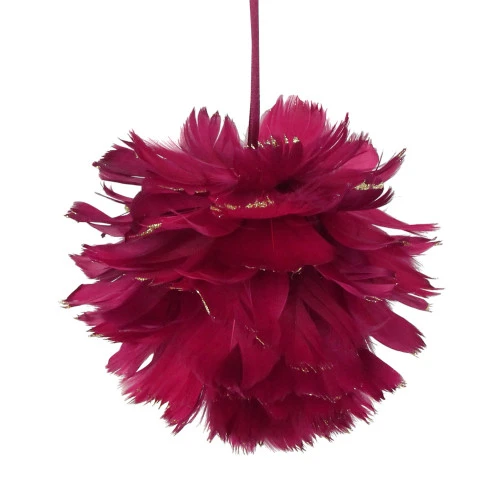 Northlight Pink And Gold Glitter Tipped Feather Hanging Christmas Ball Ornament 5.5" (140mm) - Image 3
