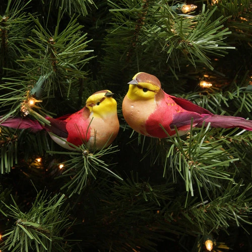 Northlight 12ct Red And Yellow Spotted Bird Christmas Ornaments 4.75" - Image 3