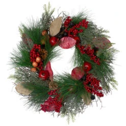 Northlight Autumn Harvest Pine, Berry And Pomegranate Wreath, 24 Inch, Unlit