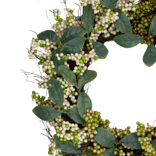 Northlight Berries And Leaves Twig Artificial Wreath, Green 24-Inch - Image 2