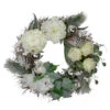Northlight White And Silver Floral Flocked Pine Artificial Grapevine Christmas Wreath - 24-Inch, Unlit