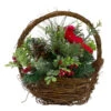 Northlight 12" Red Cardinal With Winter Foliage Twig Basket Christmas Decoration