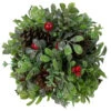 Northlight 7" Green And Red Glittered Berry With Pine Cone Christmas Topiary Ball Ornament