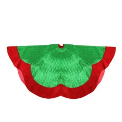 Northlight 60" Metallic Green And Red Trim Scalloped Edge Christmas Tree Skirt