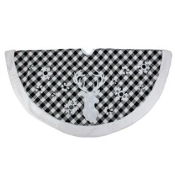 Northlight 48" Black And White Plaid Reindeer Christmas Tree Skirt