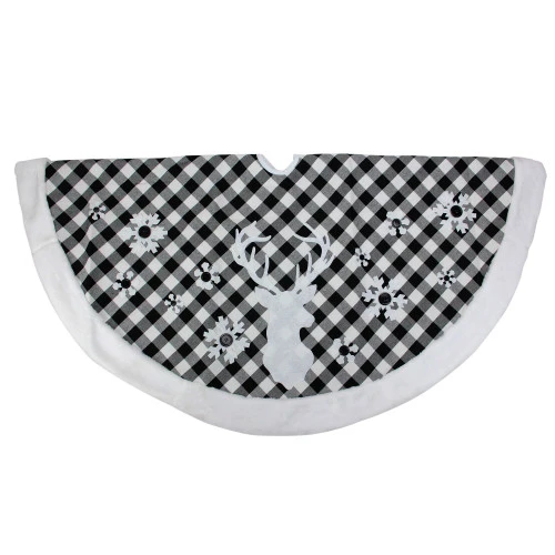 Northlight 48" Black And White Plaid Reindeer Christmas Tree Skirt