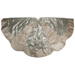 Northlight 48" Golden Sequined Scalloped Christmas Tree Skirt With Gold Sateen Trim