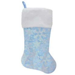 Northlight 19" LED Lighted Blue Iridescent Glittered Snowflake Christmas Stocking