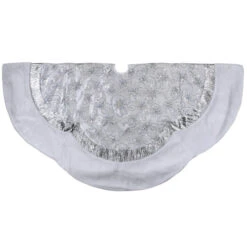 Northlight 60" Iridescent Sequined White And Silver Christmas Tree Skirt With Faux Fur Trim