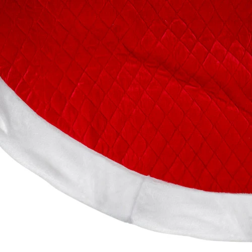 Northlight 72" Red And White Quilted Christmas Tree Skirt With Faux Fur Trim - Image 3