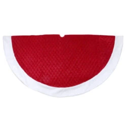 Northlight 72" Red And White Quilted Christmas Tree Skirt With Faux Fur Trim