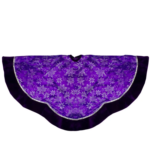 Northlight 48" Purple And Silver Glittered Floral Christmas Tree Skirt