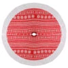 Northlight 48" Red And White Knitted Snowflake Christmas Tree Skirt With Faux Fur Trim