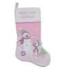 Northlight 21" Light Pink Baby's First Christmas Velveteen Snowmen Christmas Stocking