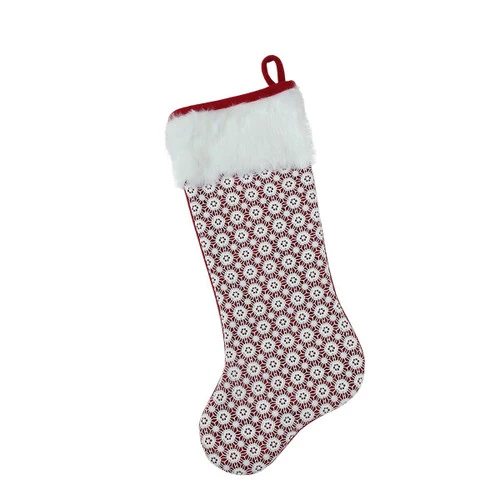 Northlight 20.5" Red And White Lace Christmas Stocking With Cuff - Image 2
