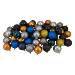 Northlight 60ct Blue And Yellow Shatterproof 3-Finish Christmas Ball Ornaments 2.5" (60mm)